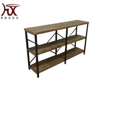 2-Tier Industrial Style Bookshelf of metal and wood Bookcase Furniture for Collection