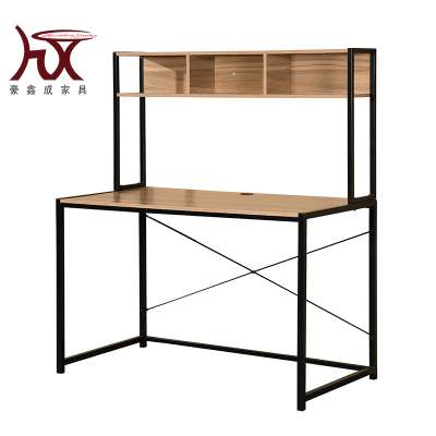 Home Office Furniture Space Saving Industrial Wood Particle Board Metal Legs Frame PC Computer Desk Table with storage shelf